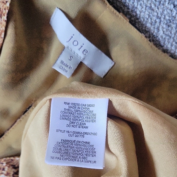 Joie Yellow Black Wrap Midi Dress V-Neck Cap Sleeve Size S - Picture 9 of 10